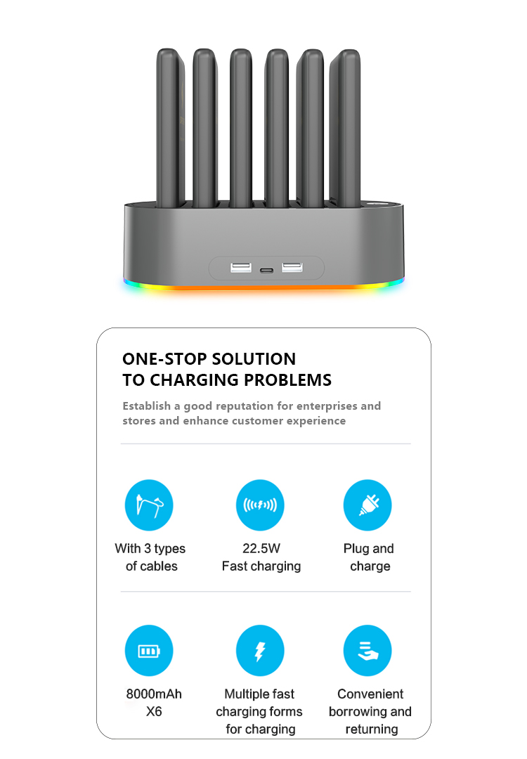 6 slots Portable Charger Station Parameters